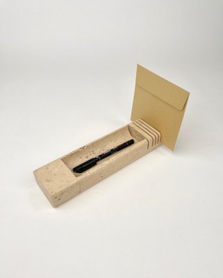 Travertine Letter & Pen Holder, Italy, 1970-LYQ-1171452