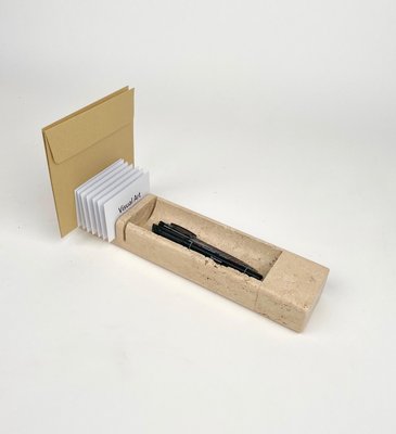 Travertine Letter & Pen Holder, Italy, 1970-LYQ-1171452