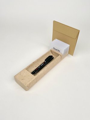 Travertine Letter & Pen Holder, Italy, 1970-LYQ-1171452