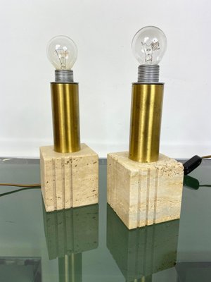 Travertine Marble & Brass Table Lamp from Fratelli Mannelli, Italy, 1970s-LYQ-1171591