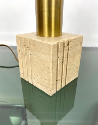 Travertine Marble & Brass Table Lamp from Fratelli Mannelli, Italy, 1970s-LYQ-1171591