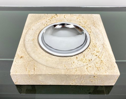 Travertine Marble Table Ashtray from Fratelli Manelli, Italy, 1970s-LYQ-1171581