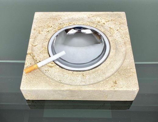 Travertine Marble Table Ashtray from Fratelli Manelli, Italy, 1970s-LYQ-1171581