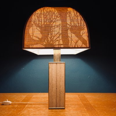 Travertine Marble Table Lamp, Italy, 1970s-WQC-1436103