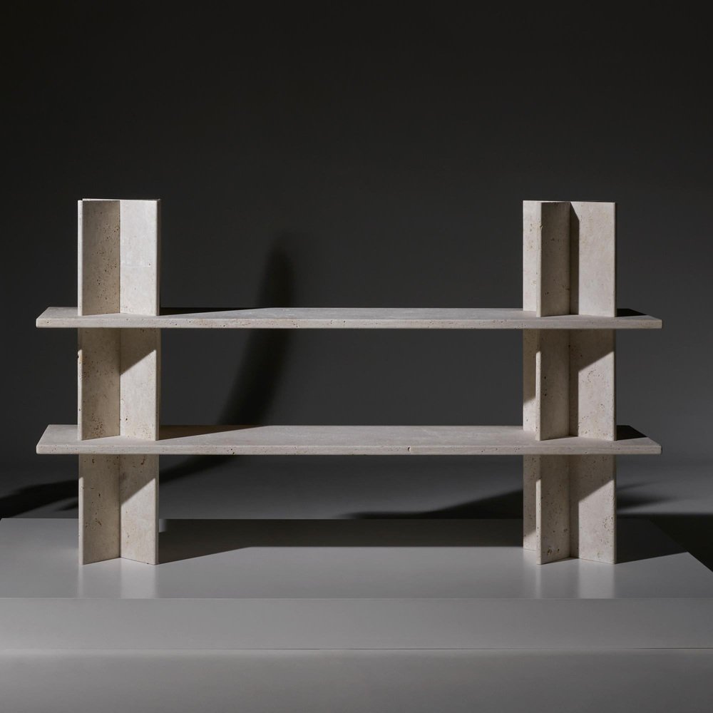 Travertine Monument Shelves by Mathieu Girard & Gauthier Pouillart