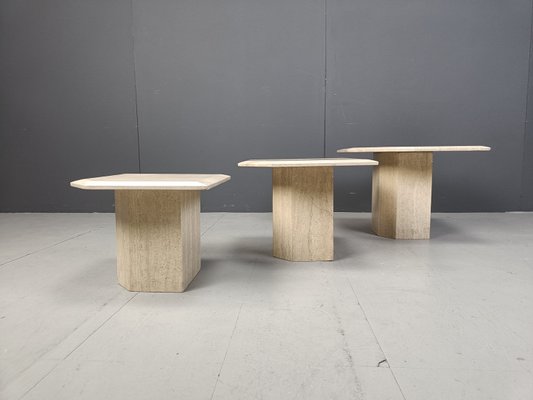 Travertine Nesting Tables, 1970s, Set of 3-IRH-2027660