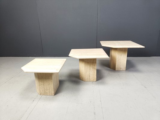 Travertine Nesting Tables, 1970s, Set of 3-IRH-2027660