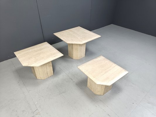 Travertine Nesting Tables, 1970s, Set of 3-IRH-2027660