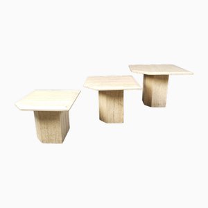 Travertine Nesting Tables, 1970s, Set of 3-IRH-2027660