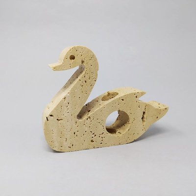 Travertine Swan Sculpture by Enzo Mari for F.lli Mannelli, Italy, 1970s-QGR-811000