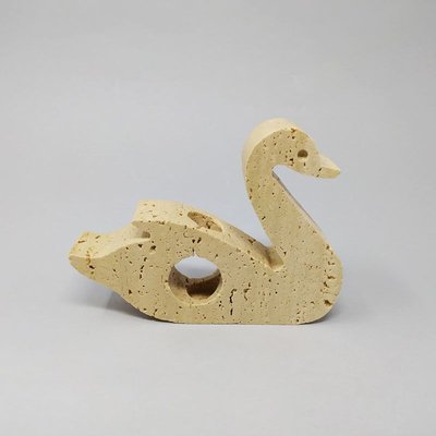 Travertine Swan Sculpture by Enzo Mari for F.lli Mannelli, Italy, 1970s-QGR-811000