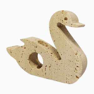 Travertine Swan Sculpture by Enzo Mari for F.lli Mannelli, Italy, 1970s-QGR-811000