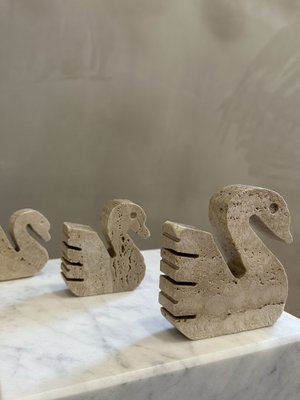 Travertine Swan Sculptures by Enzo Mari for Fratelli Mannelli, 1970s, Set of 3-ORR-1811546