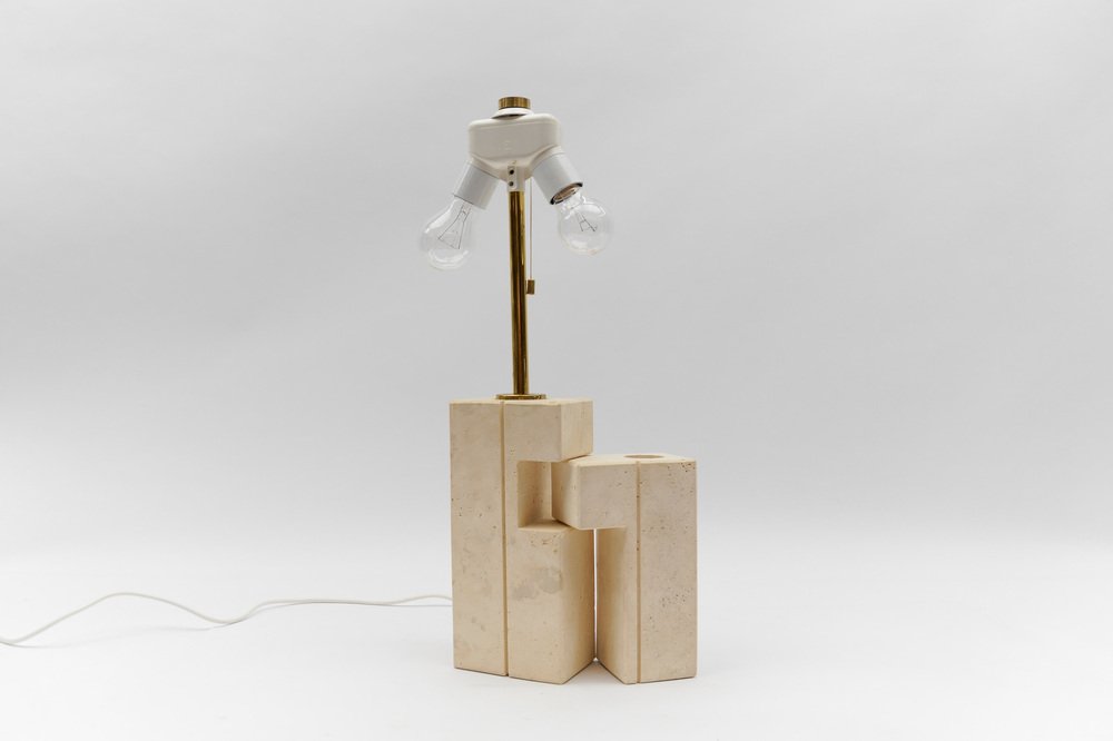 Travertine Table Lamp by Giuliano Cesari for Nucleo Sormani, 1960s