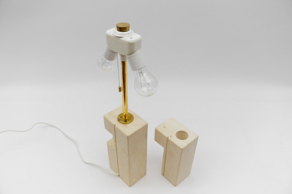 Travertine Table Lamp by Giuliano Cesari for Nucleo Sormani, 1960s