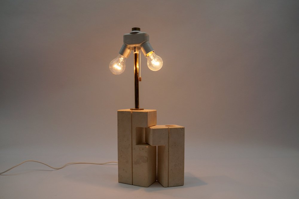 Travertine Table Lamp by Giuliano Cesari for Nucleo Sormani, 1960s