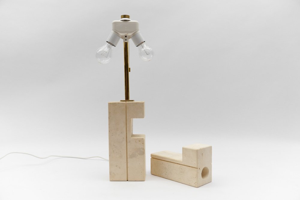 Travertine Table Lamp by Giuliano Cesari for Nucleo Sormani, 1960s