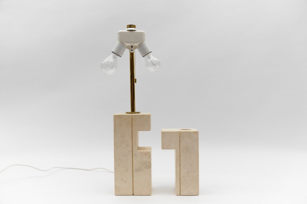 Travertine Table Lamp by Giuliano Cesari for Nucleo Sormani, 1960s