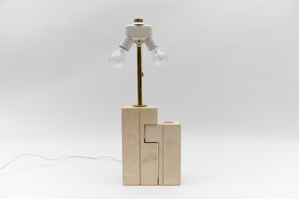 Travertine Table Lamp by Giuliano Cesari for Nucleo Sormani, 1960s