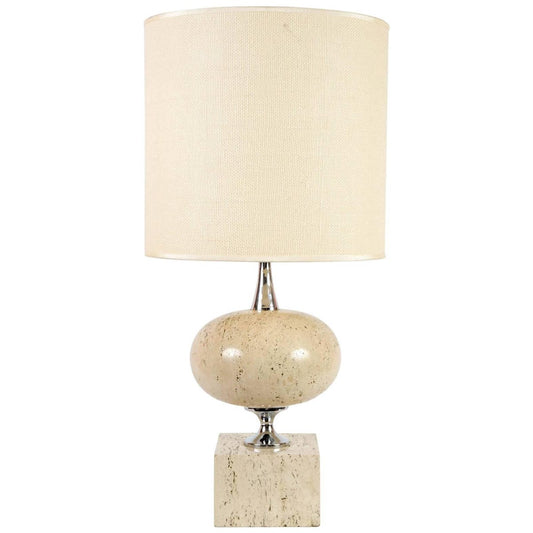 Travertine Table Lamp by Maison Barbier, 1970s