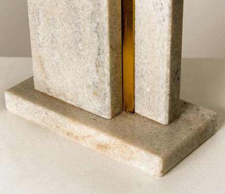 Travertine Table Lamp with New Shade by Camille Breesch-VDW-1298778