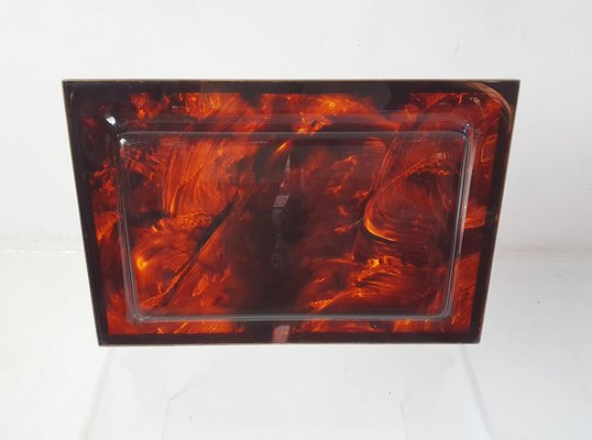 Tray in Faux Tortoise Acrylic Glass, Italy, 1970s-FO-1765689