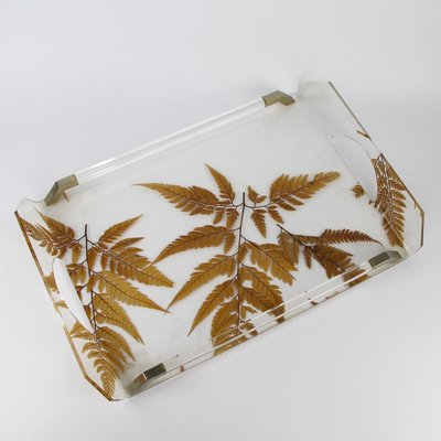 Tray in Methacrylate with Dry Leaves in the Style of Aldo Tura-NE-1141819