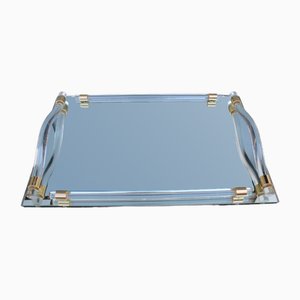 Tray with Light Mirror and Brass, Italy, 1970s-EH-1722704