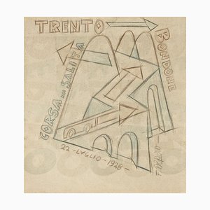 Trento - Bondone Corsa in Salita - Original Drawing by Fortunato Depero - 1928 1928-ZCI-756013