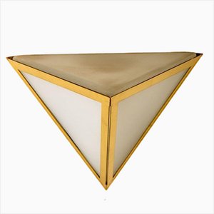 Triangle Wall Lights in White Glass and Brass from Glashütte Limburg, 1970s-VDW-1330973