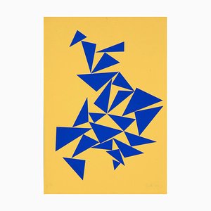 Triangles on Yellow - Original Screen Print by Lia Drei - 1970 ca. 1970 ca.-ZCI-760927