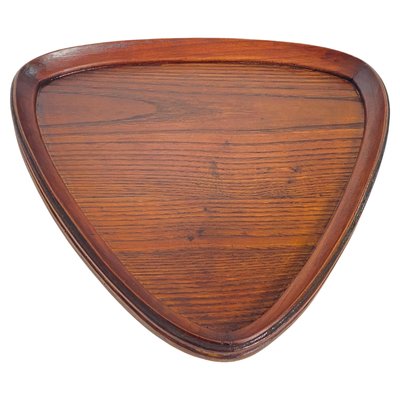 Triangular Brown Platter or Tray in Wood, 1960s-UR-1746566