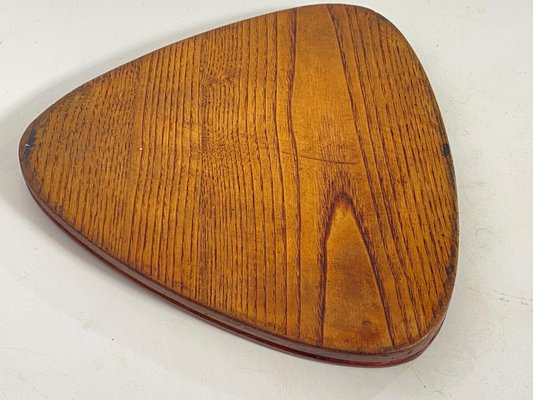 Triangular Brown Platter or Tray in Wood, 1960s-UR-1746566