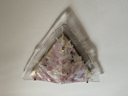 Triangular Ceiling Chandelier in Pink and Transparent Murano Glass, 1970s-ZUW-1799523