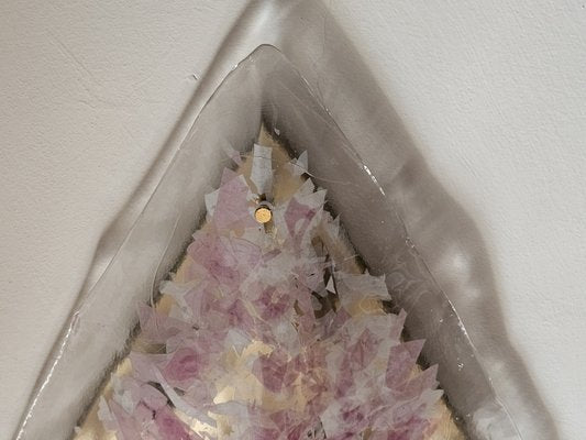 Triangular Ceiling Chandelier in Pink and Transparent Murano Glass, 1970s-ZUW-1799523