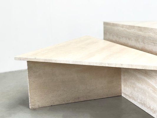 Triangular Travertine Coffee Tables from Up & Up, 1970s, Set of 2-IRH-1795851