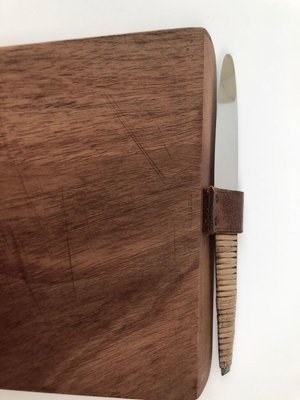 Triangular Walnut Cutting Board with Amboss Knife from Werkstätte Carl Auböck, 1950s, Set of 2-BAF-763397