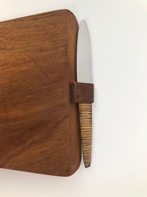 Triangular Walnut Cutting Board with Amboss Knife from Werkstätte Carl Auböck, 1950s, Set of 2-BAF-763397