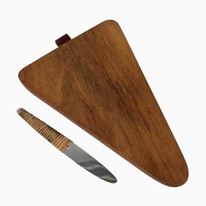 Triangular Walnut Cutting Board with Amboss Knife from Werkstätte Carl Auböck, 1950s, Set of 2-BAF-763397