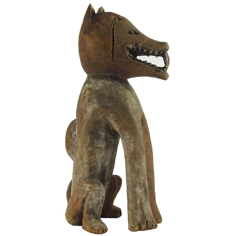 Tribal Wooden Dog Sculpture, Congo, 1970s