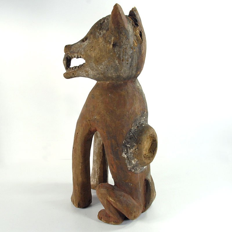 Tribal Wooden Dog Sculpture, Congo, 1970s