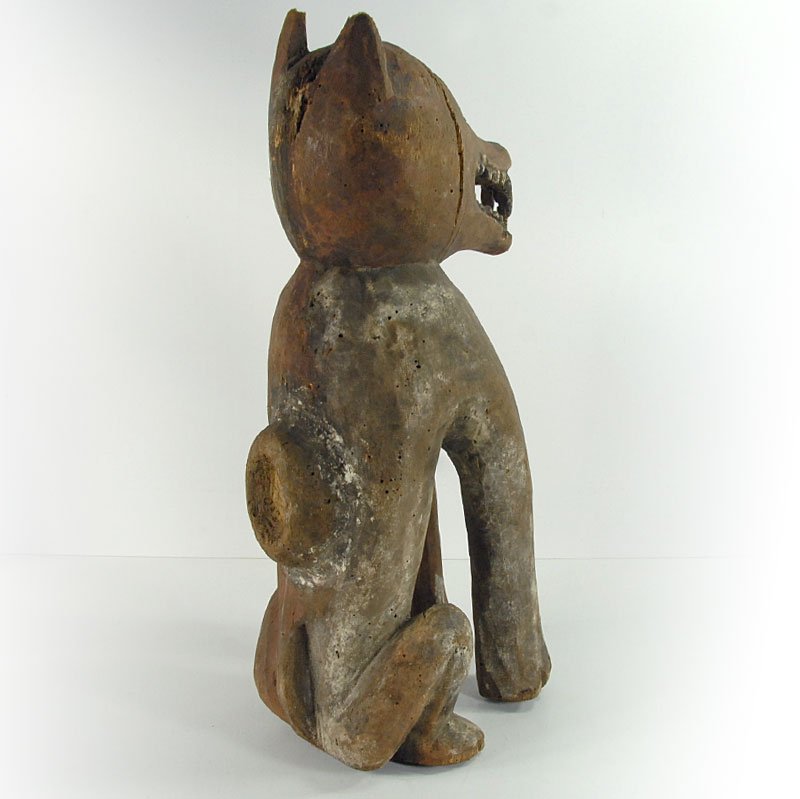 Tribal Wooden Dog Sculpture, Congo, 1970s