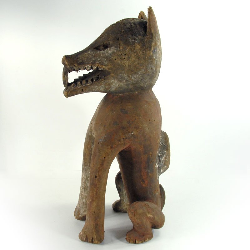 Tribal Wooden Dog Sculpture, Congo, 1970s