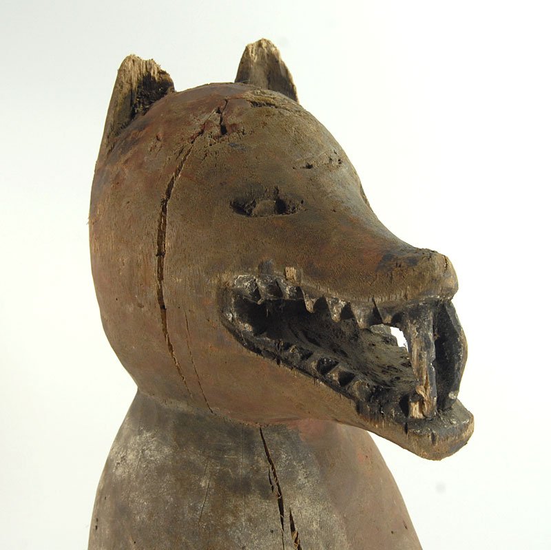 Tribal Wooden Dog Sculpture, Congo, 1970s