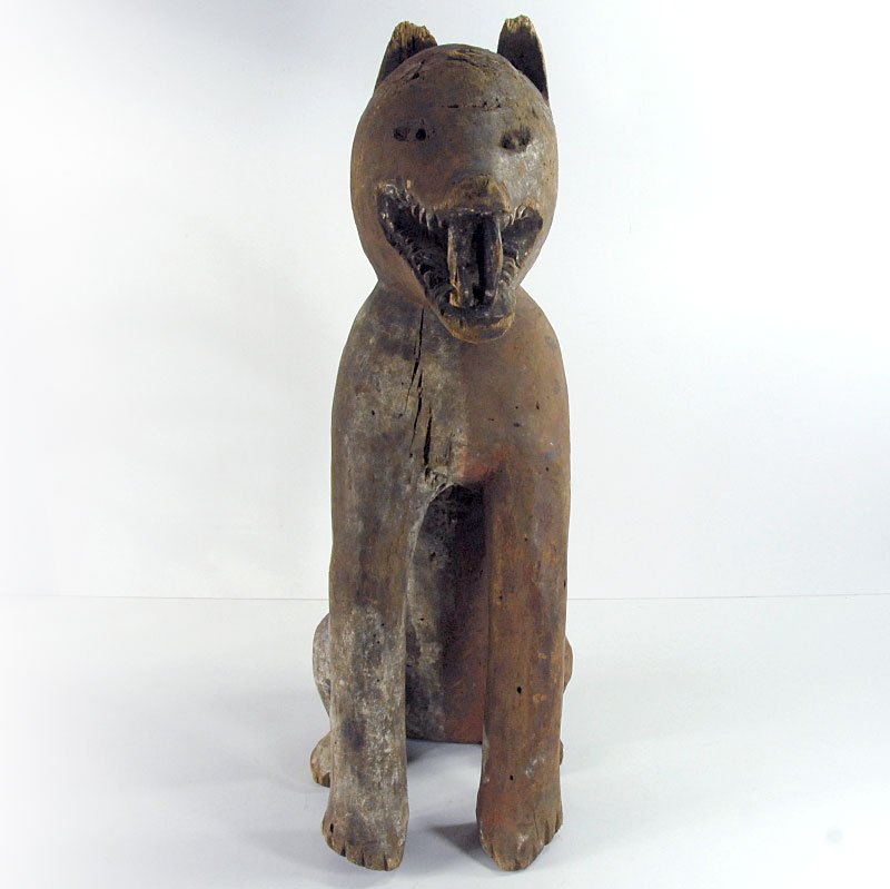 Tribal Wooden Dog Sculpture, Congo, 1970s