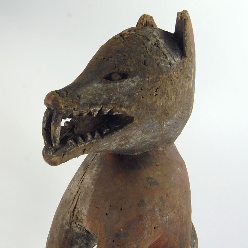 Tribal Wooden Dog Sculpture, Congo, 1970s