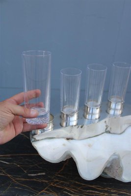 Tridacna Champagne Tray Oysters in Crystal Glasses by Gabriella Binazzi, 1970s-EH-1722708