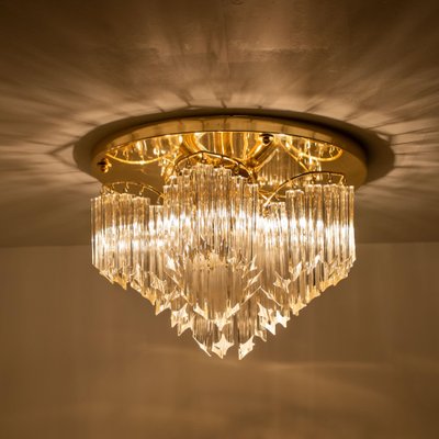 Triedri Crystal Gold-Plated Flush Mount from Venini, Italy-VDW-873870