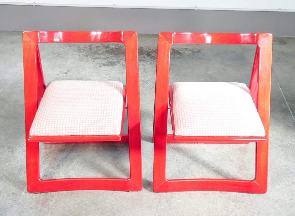 Trieste Folding Chairs attributed to P. Daniello and A. Jacober, 1960s, Set of 4