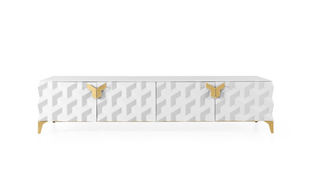 Triny TV Stand in White & Gold